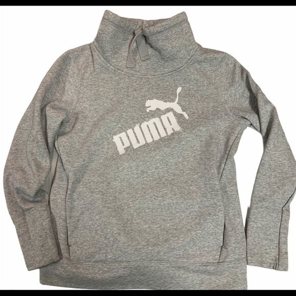 PUMA gray high neck drawstring hoodie size Medium - Picture 5 of 9